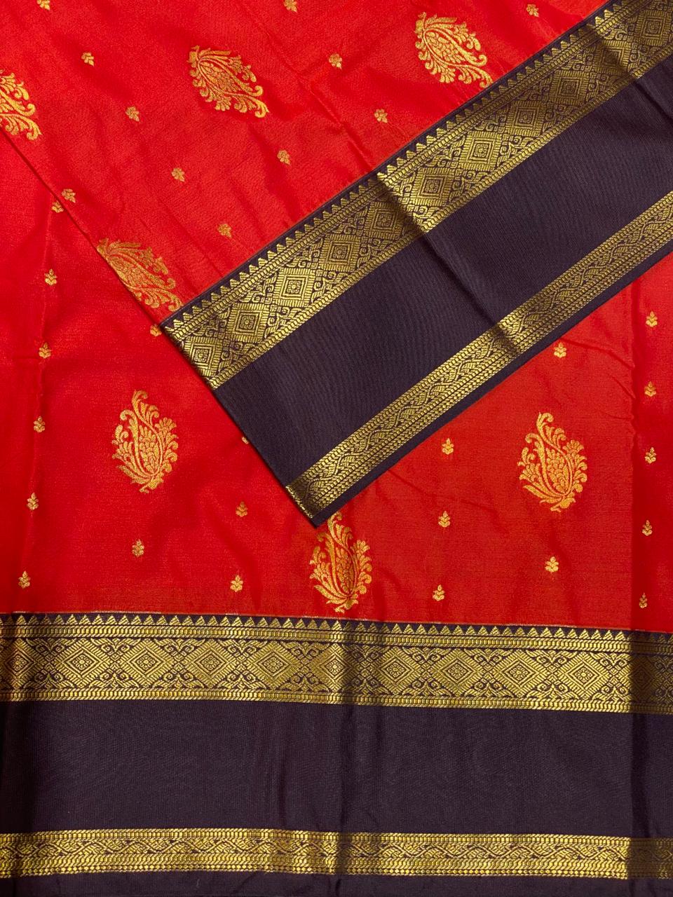 Burnt Orange and Brown kanchipuram silk saree- PSSR290