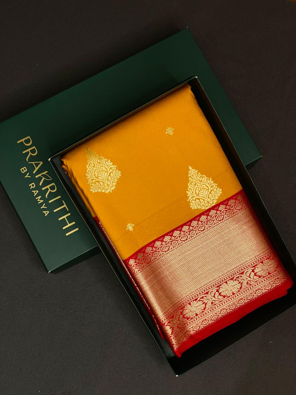Yellow and Red kanchipuram silk saree- PSSR235