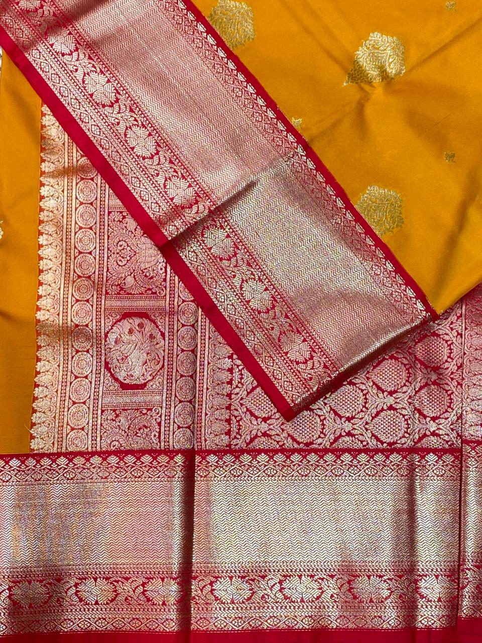Yellow and Red kanchipuram silk saree- PSSR235
