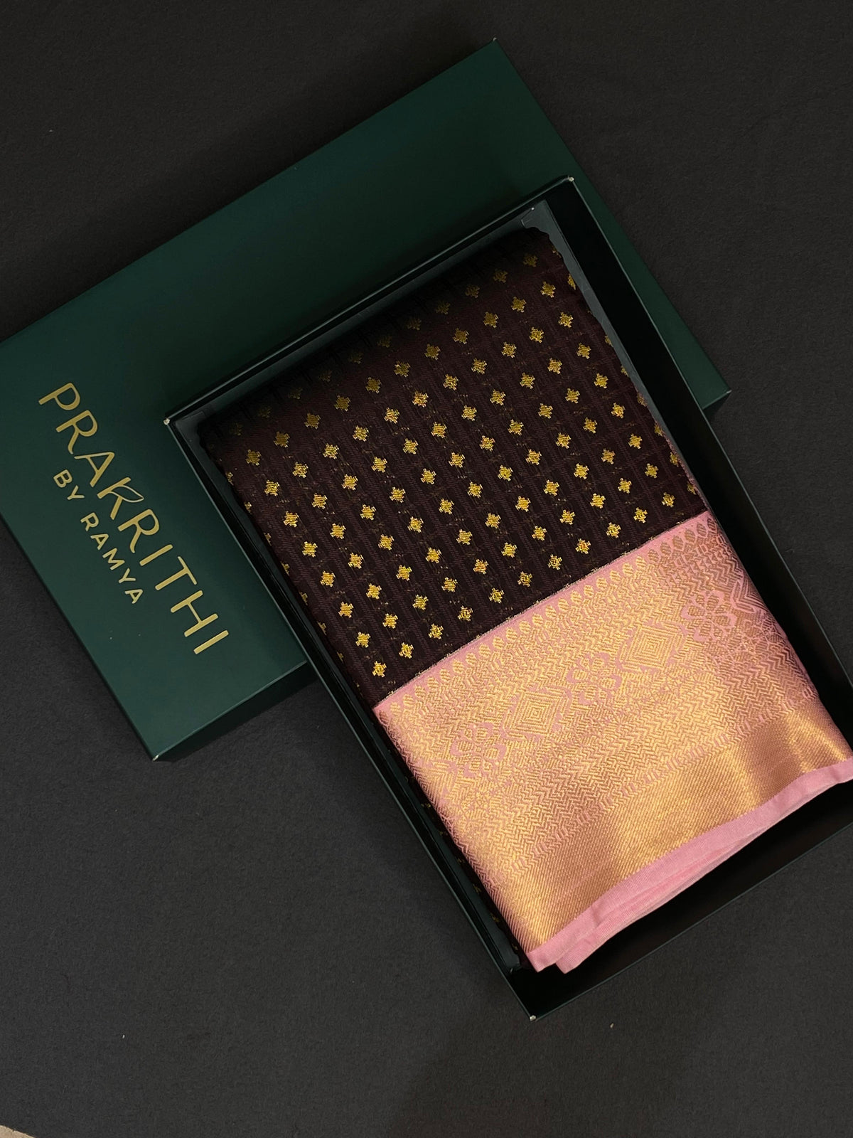 Brown and Pink kanchipuram silk saree- PSSR239