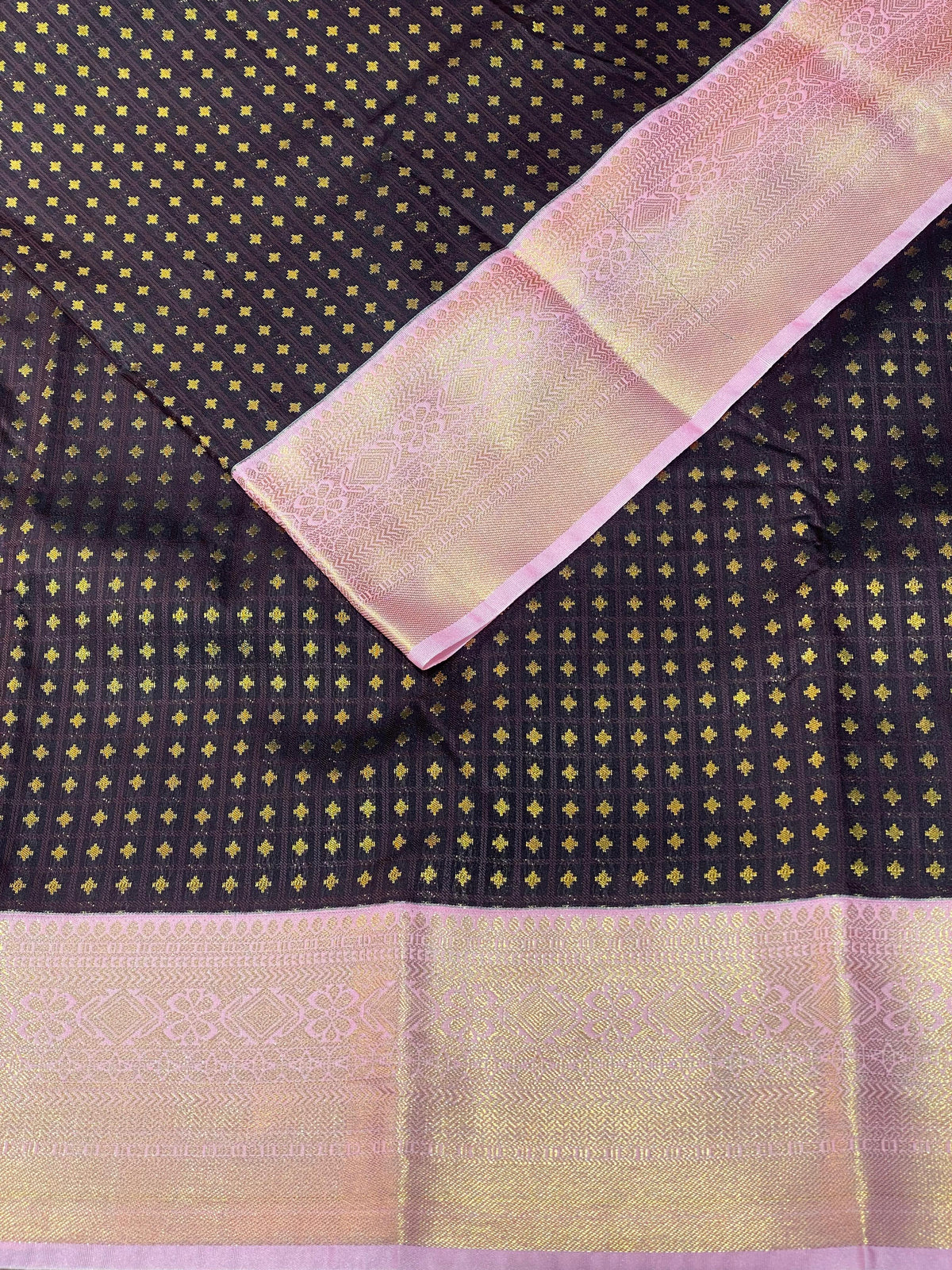 Brown and Pink kanchipuram silk saree- PSSR239