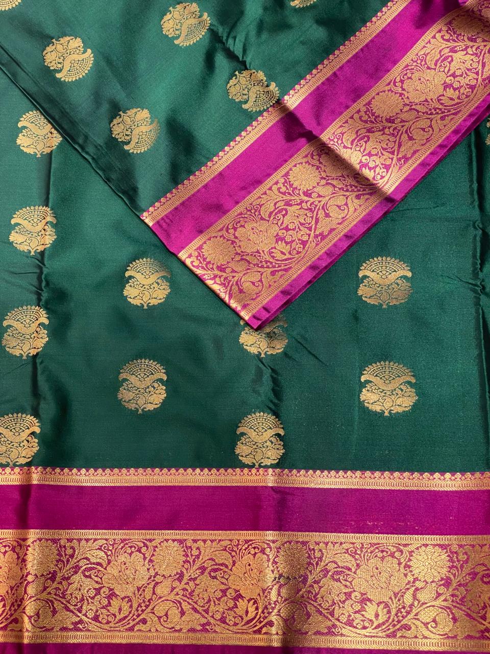 Green and Magenta kanchipuram silk saree- PSSR243