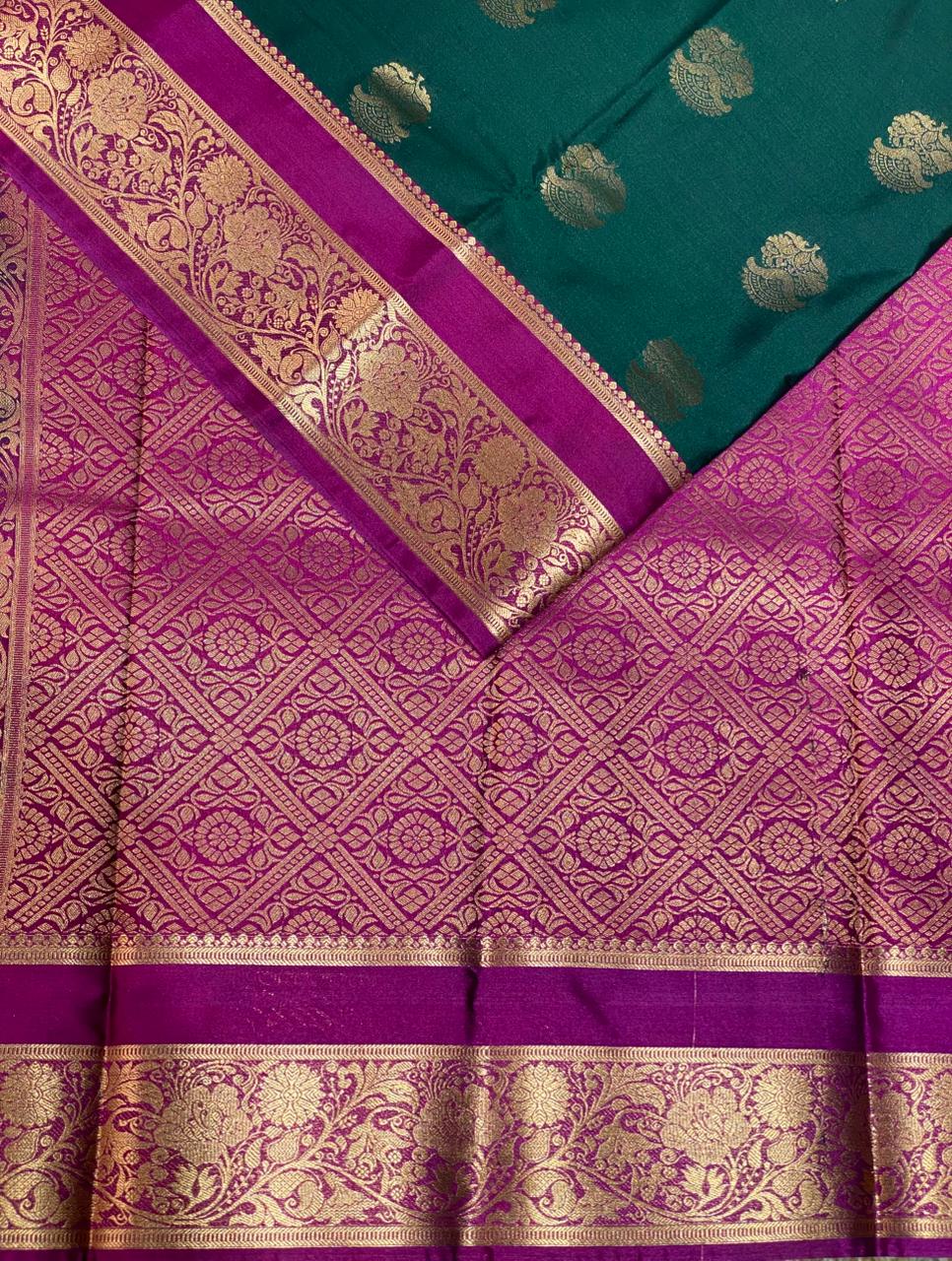 Green and Magenta kanchipuram silk saree- PSSR243