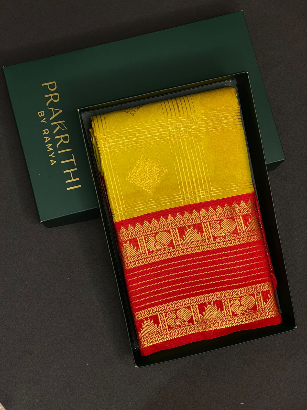 Yellow and Red kanchipuram silk saree- PSSR244