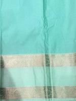 Pinksh Peach and Aqua Blue kanchipuram silk saree- PSSR248