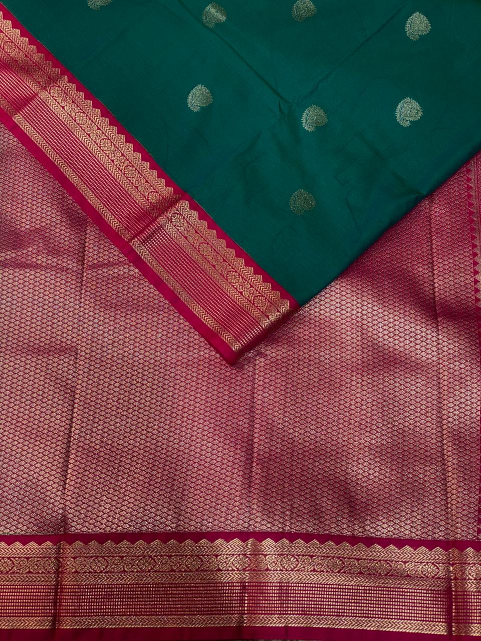 Peacock Green and Magenta kanchipuram silk saree- PSSR249