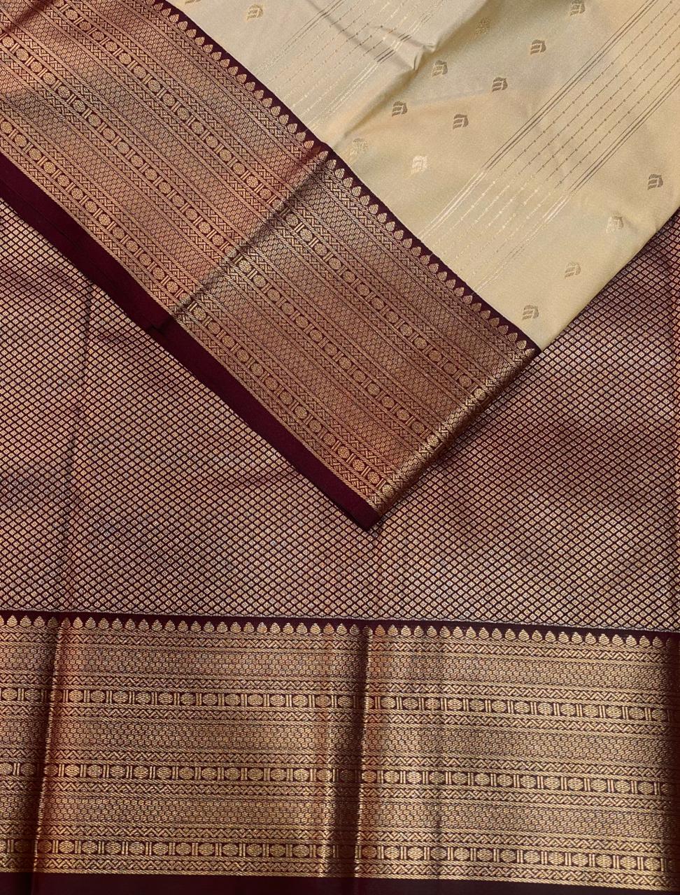 sandal and Purple kanchipuram silk saree- PSSR254