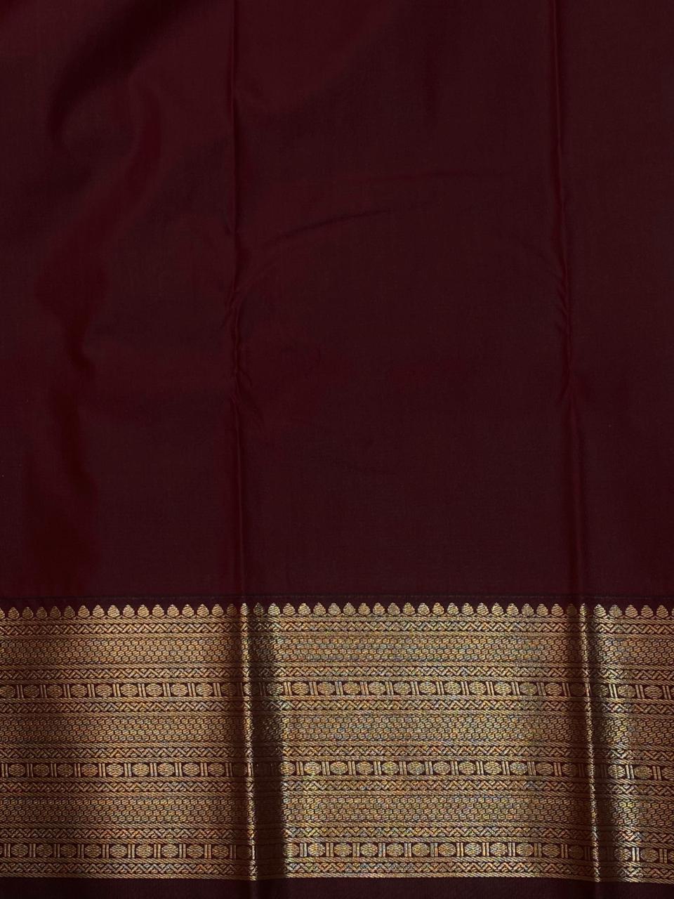 sandal and Purple kanchipuram silk saree- PSSR254