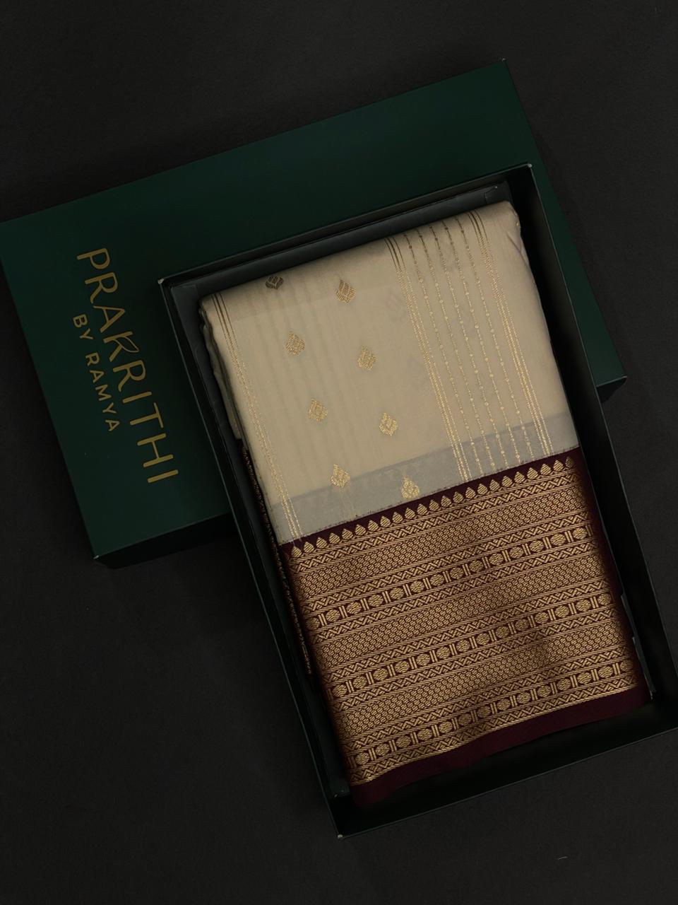 sandal and Purple kanchipuram silk saree- PSSR255