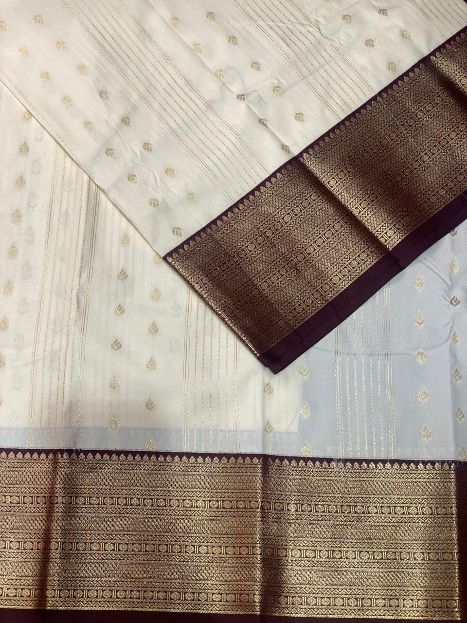 sandal and Purple kanchipuram silk saree- PSSR255