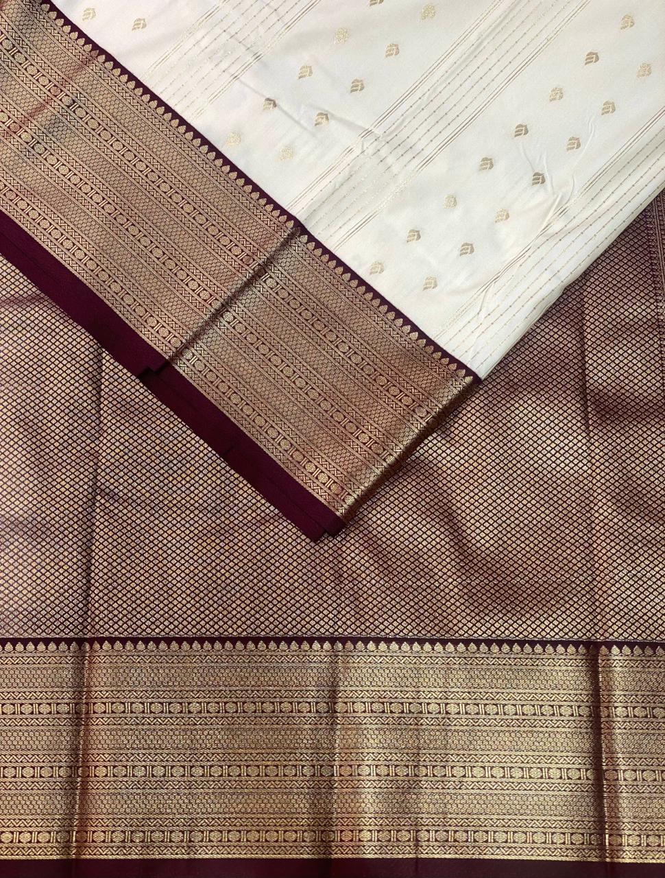 sandal and Purple kanchipuram silk saree- PSSR255