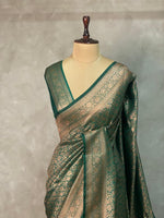 Bottle Green Banarasi Semi katan silksaree - PBAS2