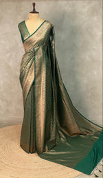 Bottle Green Banarasi Semi katan silksaree - PBAS2