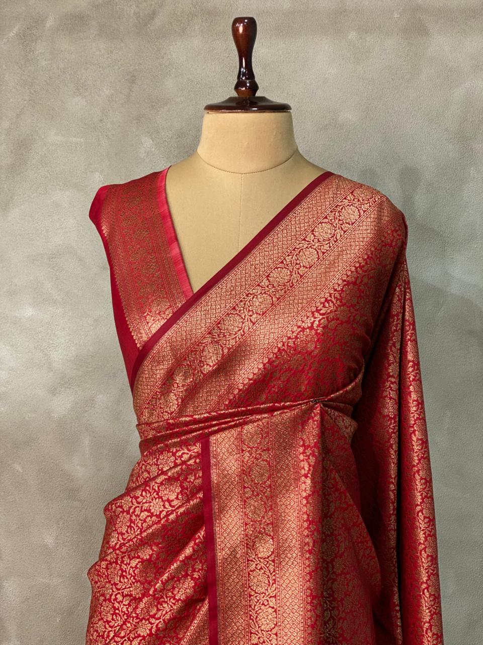 Maroon Banarasi Semi katan silksaree - PBAS4