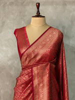 Maroon Banarasi Semi katan silksaree - PBAS4