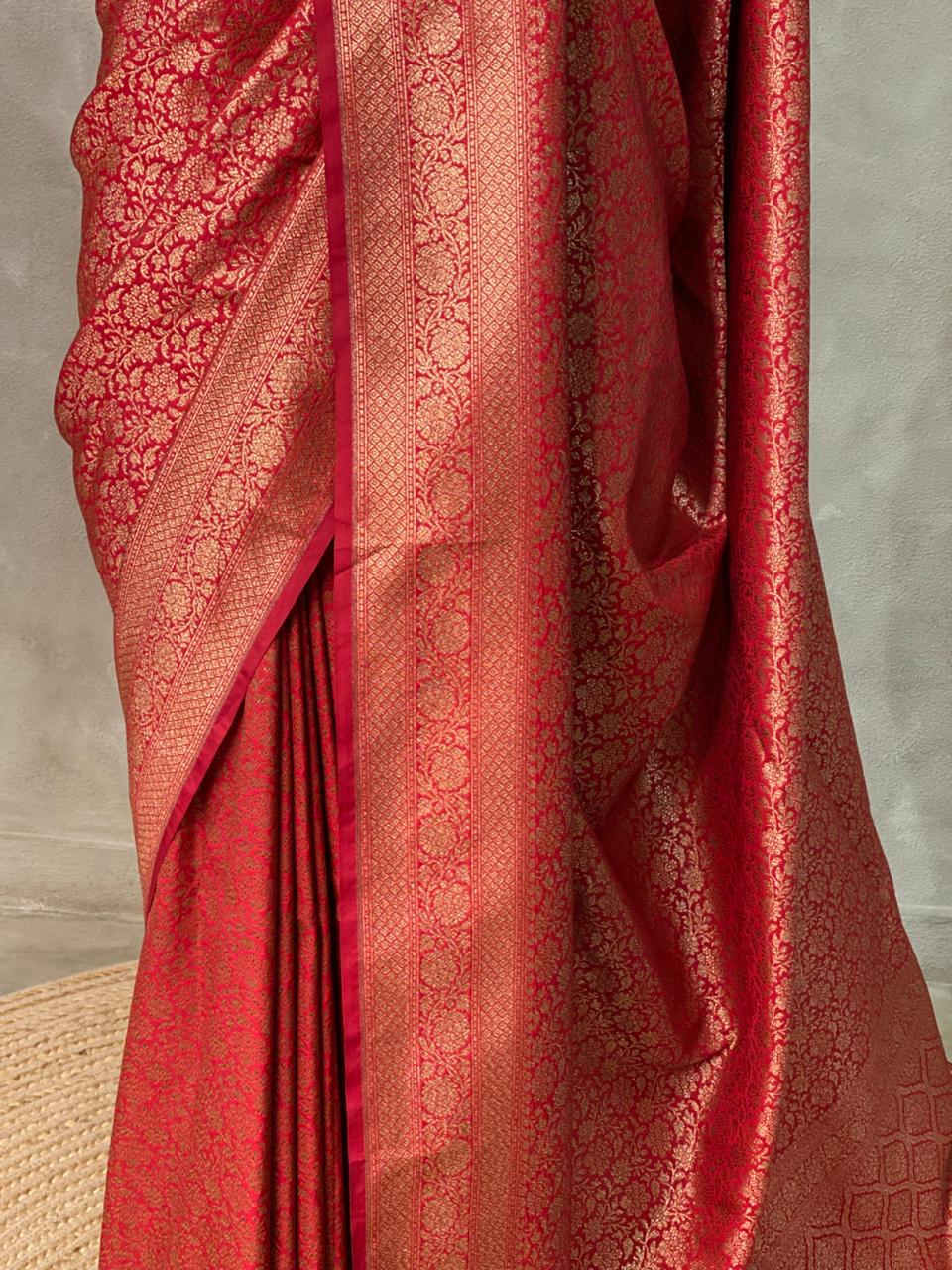 Maroon Banarasi Semi katan silksaree - PBAS4