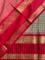 Light Gold and Red semi Banarasi silk saree -MPS40