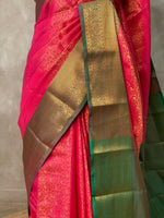 Magenta and Green Semi brocade Banarasi silk saree- PBROS1