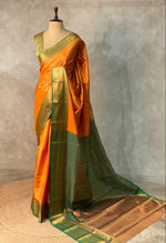 Yellow and Green Semi brocade Banarasi silk saree- PBROS4