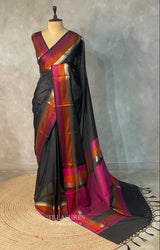 Black banarasi silk saree -MPS42