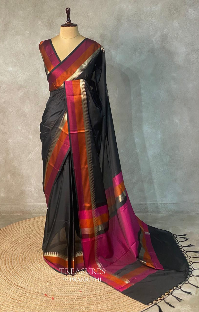 Black banarasi silk saree -MPS42
