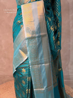 Peacock blue semi Banarasi silk saree -PIH46A