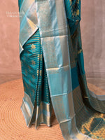 Peacock blue semi Banarasi silk saree -PIH46A