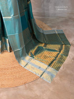 Peacock blue semi Banarasi silk saree -PIH46A