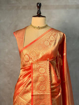 Orange Pure Tissue banarasi saree- PSTBN6