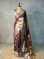 Brown semi Banarasi silk saree -PIH46B