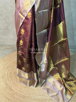 Brown semi Banarasi silk saree -PIH46B