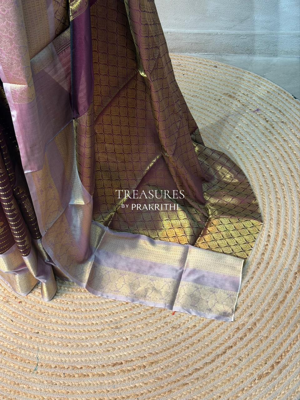 Brown semi Banarasi silk saree -PIH46B