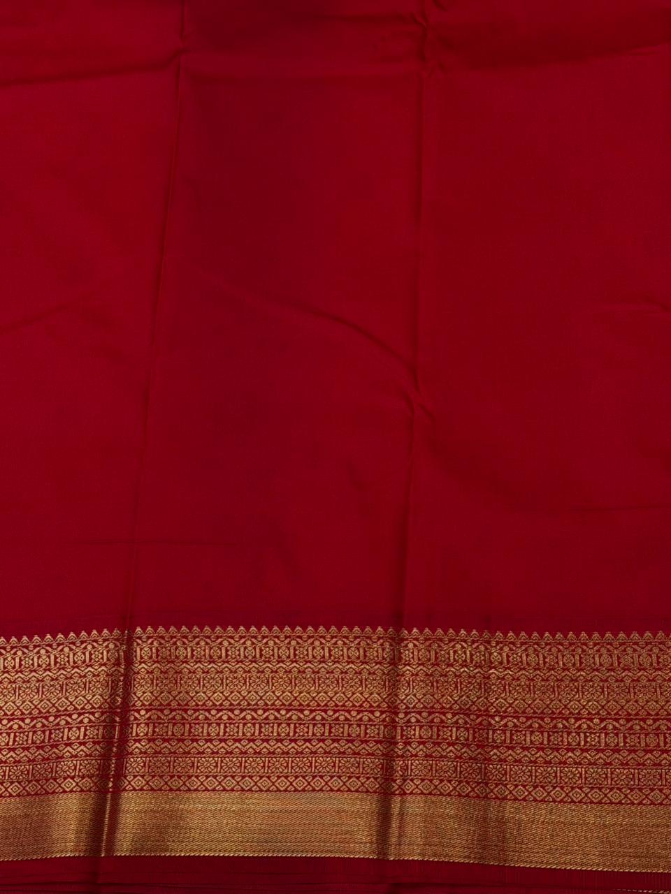 Sandal And Red kanchipuram silk saree- PSSR284