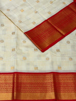 Sandal And Red kanchipuram silk saree- PSSR284