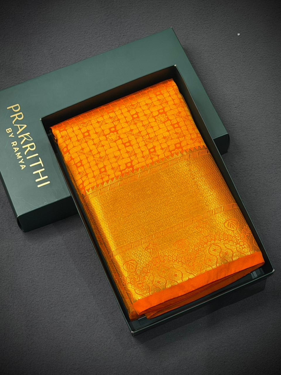 Orange Bridal kanchipuram silk saree- PBRIDE4