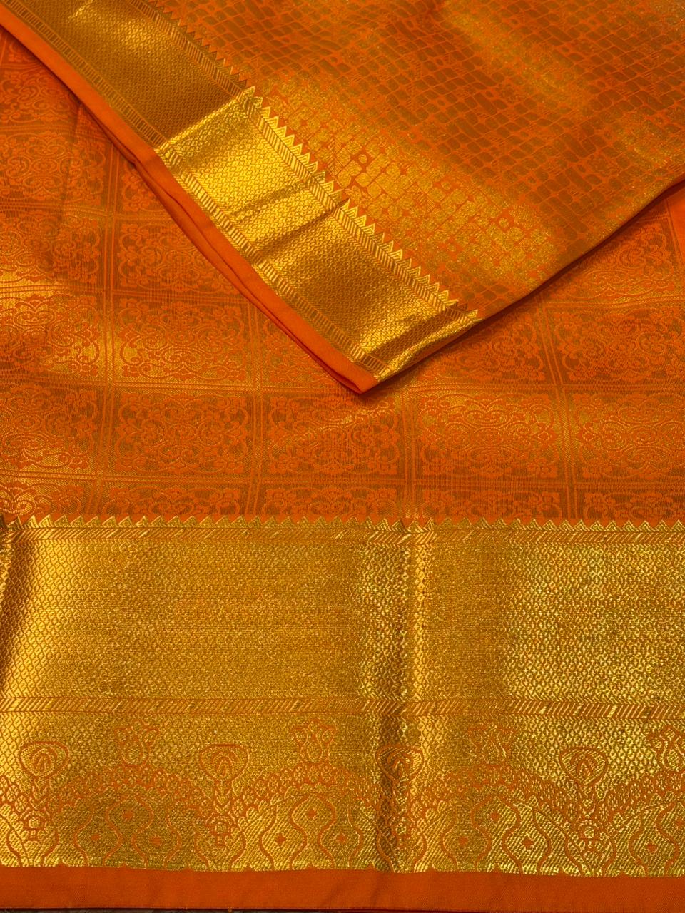 Orange Bridal kanchipuram silk saree- PBRIDE4