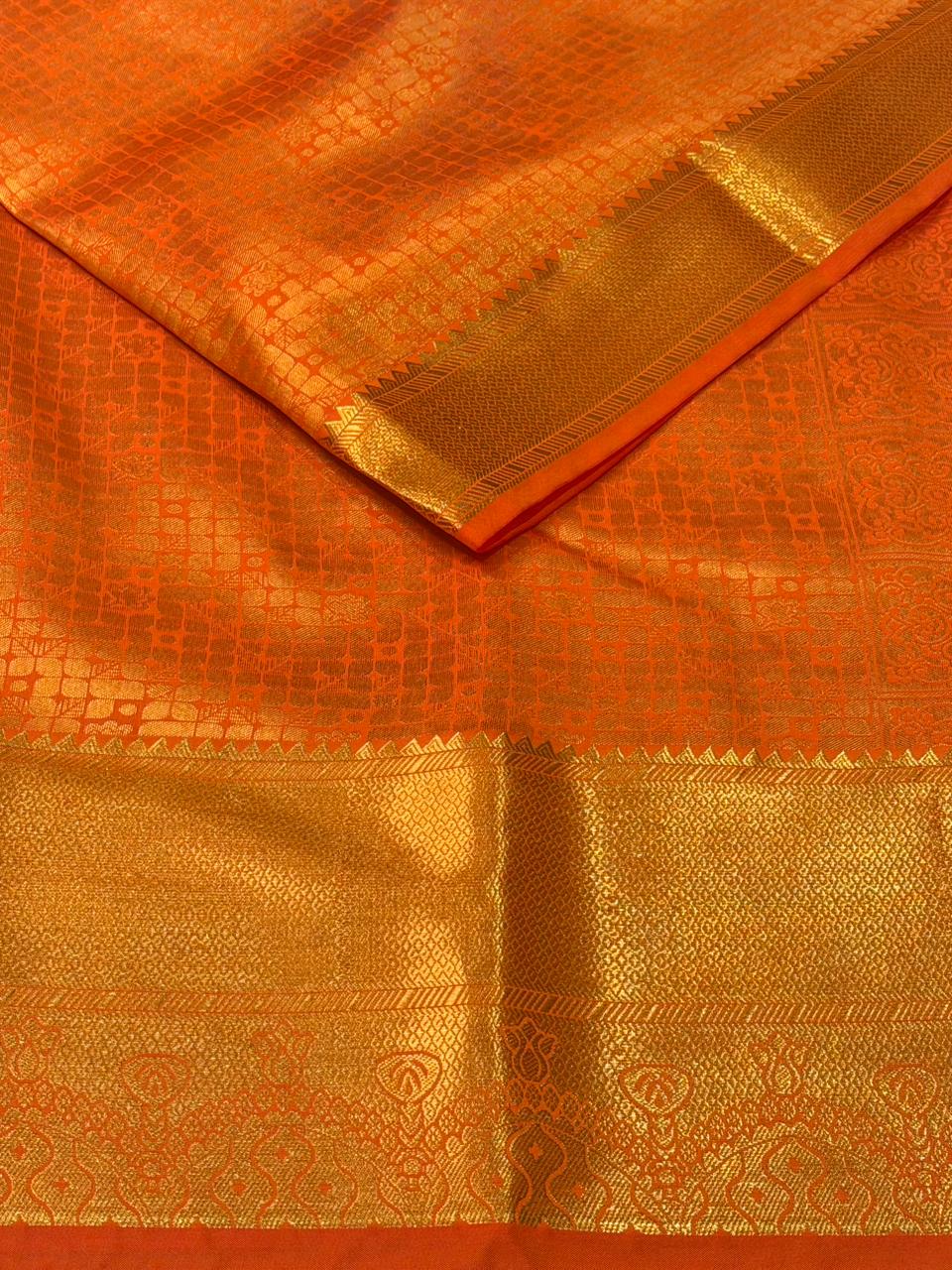 Orange Bridal kanchipuram silk saree- PBRIDE4