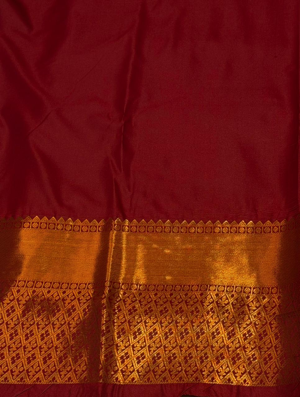 maroon Bridal kanchipuram silk saree- PBRIDE9