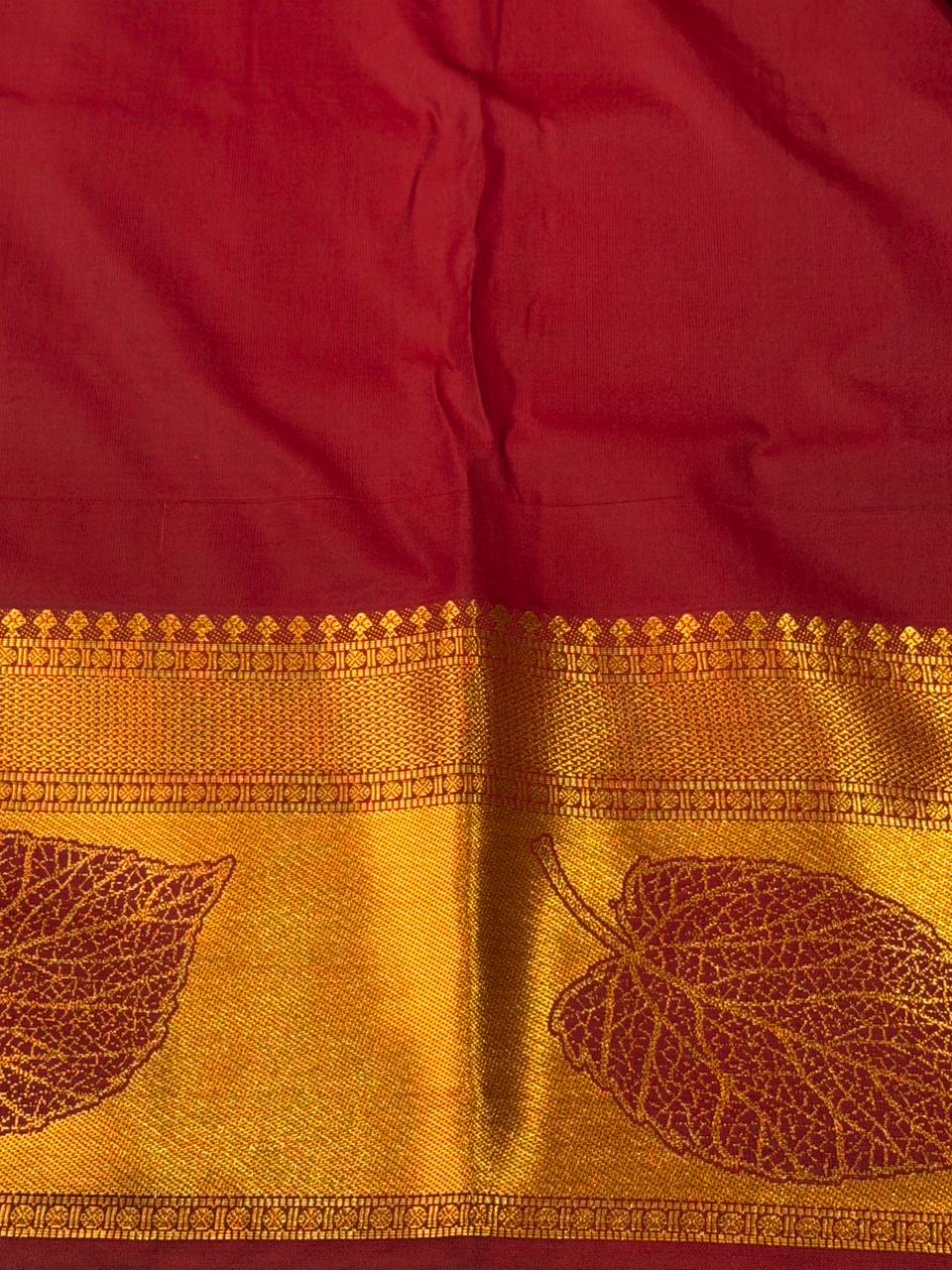 Maroon Bridal kanchipuram silk saree- PBRIDE12