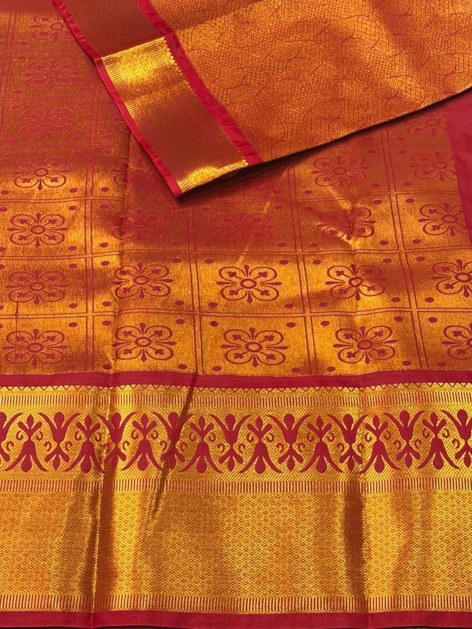 Maroon Bridal kanchipuram silk saree- PBRIDE15