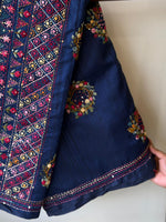 Navy Blue Hand embroidered Saree - PSSU1A