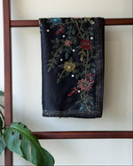 Black kantha Hand embroidered Saree - PSSU1G