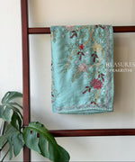 Pastal Blue kantha Hand embroidered Saree - PSSU1F