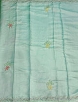 Pastal Blue kantha Hand embroidered Saree - PSSU1F