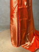 Orange brocade banarasi saree -MPSB9
