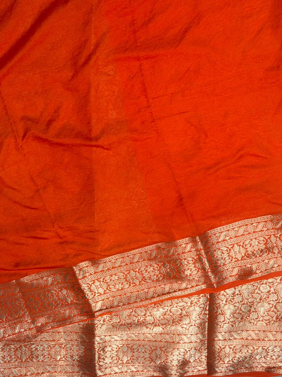 Orange brocade banarasi saree -MPSB9