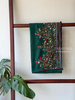 Bottle Green Hand embroidered Saree - PSSU1B