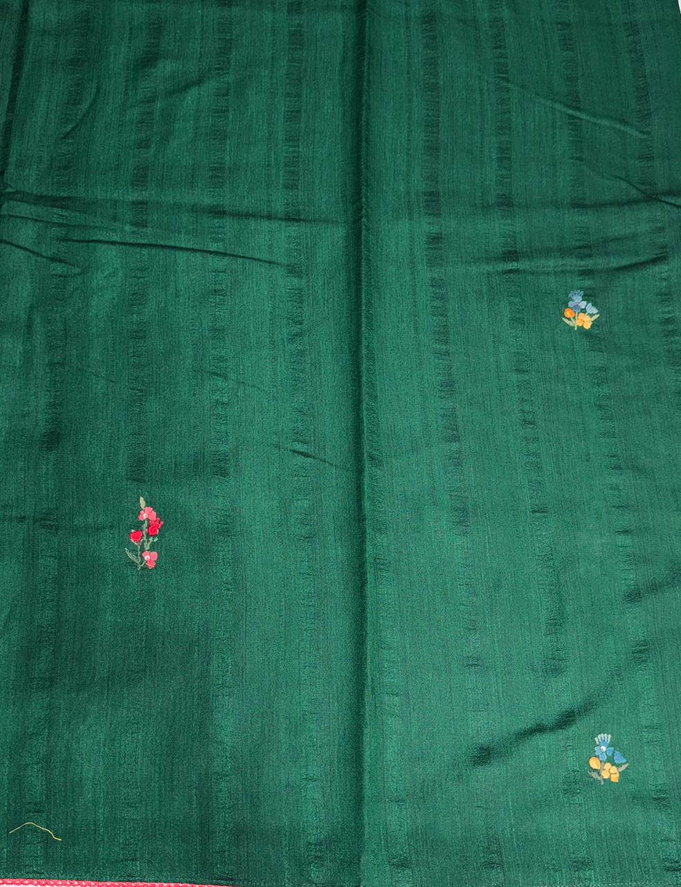 Bottle Green Hand embroidered Saree - PSSU1B