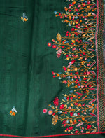 Bottle Green Hand embroidered Saree - PSSU1B
