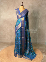 Peacock blue Soft Semi Tusser Saree - PSSU2A